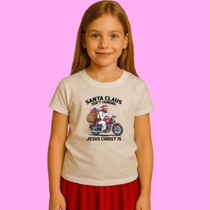 Tricou Santa Claus Is Coming To Town, din bumbac 100%, tricou alb, Copii | Dama | Barbat - Img 2