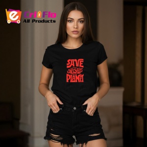 Tricou Save The Planet Design Ecologic Rosu, din bumbac 100%, tricou negru Copii | Dama | Barbat - Img 7