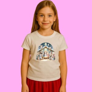Tricou Scena Nasterii Sub Cerul Noptii, din bumbac 100%, tricou alb, Copii | Dama | Barbat
