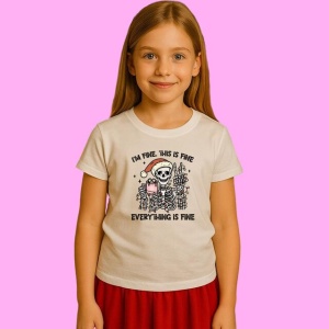 Tricou Schelet Totul E Bine Cu Cana Craciun Funny, din bumbac 100%, tricou alb, Copii | Dama | Barbat - Img 2