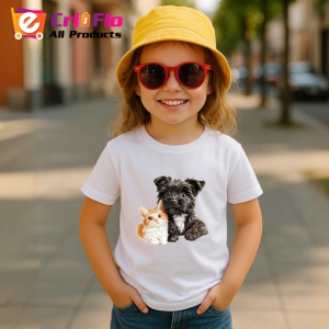 Tricou Schnauzer Miniatural negru si pisica portocalie legatura stransa Copii | Dama | Barbat Barbat