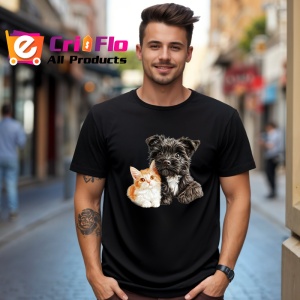Tricou Schnauzer Miniatural negru si pisica portocalie legatura stransa Copii | Dama | Barbat Barbat - Img 17