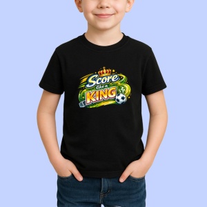 Tricou Score Like A King Minge Fotbal Coroana Aurie V1, din bumbac 100%, tricou negru Copii | Dama | Barbat