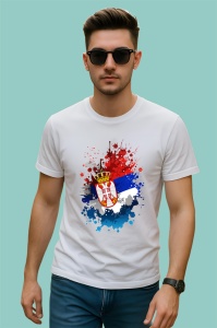 Tricou Serbia Steag Splash Art, Copii | Dama | Barbat - Img 2