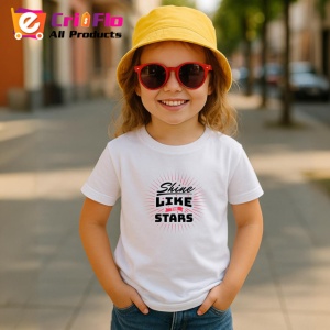 Tricou Shine Like Stars Design Minimalist Raze, din bumbac 100% , tricou alb pentru Copii | Dama | Barbat - Img 5