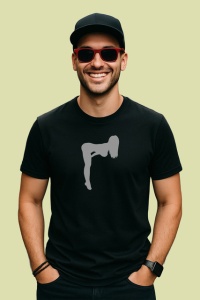 Tricou Silueta Fata Aplecata Design Negru V1, din bumbac 100%, tricou negru Dama | Barbat - Img 3