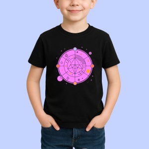 Tricou Simbol Geometric Roz Abstract Esoteric, Copii | Dama | Barbat, culoare negru - Img 3