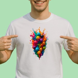 Tricou Simley Emojy tip bilute colorate - Copii | Dama | Barbat - Img 2