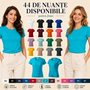 Tricou simplu damă, clasic lejer basic pentru femei | 44 de culori disponibile XS - 2XL - Img 8