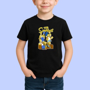 Tricou Simpson familia mare adunata pe canapea in scena comica animata, Copii | Dama | Barbat , tricou negru - Img 2