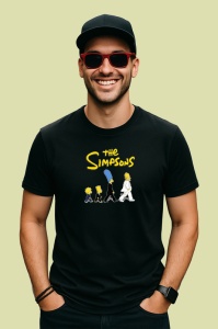 Tricou Simpson parodie dupa evolutia omului cu familia in linie, Copii | Dama | Barbat , tricou negru - Img 4
