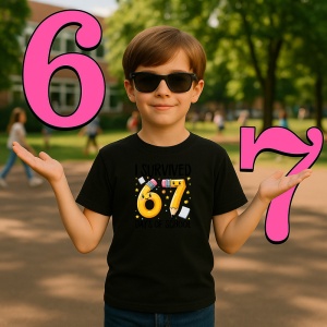 Tricou SIX SEVEN 67 Am Supravietuit Scolii Creion, din bumbac 100%, tricou negru, Copii | Dama | Barbat - Img 2