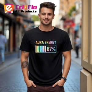 Tricou SIX SEVEN 67 Aura Energie 67 Procente, din bumbac 100%, tricou negru, Copii | Dama | Barbat - Img 2