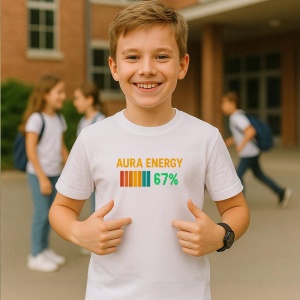 Tricou SIX SEVEN 67 Aura Energie Clasica, din bumbac 100%, tricou alb, Copii | Dama | Barbat - Img 2