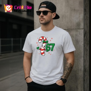 Tricou SIX SEVEN 67 Baston Dulce Craciun, din bumbac 100%, tricou alb, Copii | Dama | Barbat - Img 3