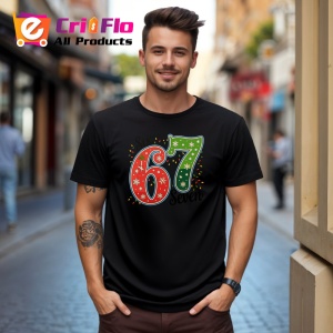 Tricou SIX SEVEN 67 Clasic Rosu Verde, din bumbac 100%, tricou negru, Copii | Dama | Barbat - Img 3