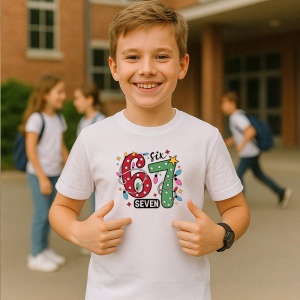 Tricou SIX SEVEN 67 Confetti Festiv, din bumbac 100%, tricou alb, Copii | Dama | Barbat - Img 2