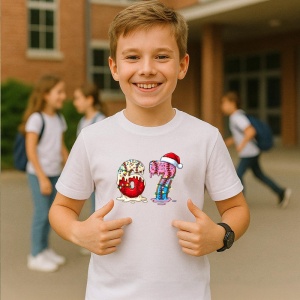 Tricou SIX SEVEN 67 Donut Craciun, din bumbac 100%, tricou alb, Copii | Dama | Barbat - Img 2
