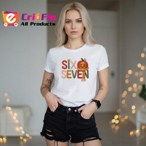 Tricou SIX SEVEN 67 Dovleac Tricotat, din bumbac 100%, tricou alb, Copii | Dama | Barbat