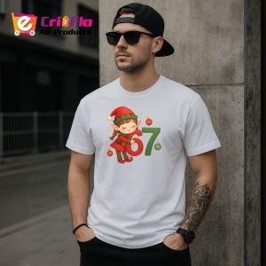 Tricou SIX SEVEN 67 Elf Craciun Dragut 2, din bumbac 100%, tricou alb, Copii | Dama | Barbat - Img 2