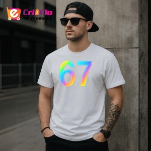 Tricou SIX SEVEN 67 Gradient Curcubeu Modern, din bumbac 100%, tricou alb, Copii | Dama | Barbat - Img 3