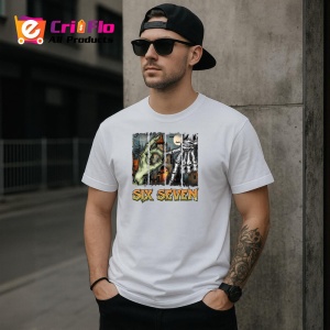 Tricou SIX SEVEN 67 Horror Mana Schelet, din bumbac 100%, tricou alb, Copii | Dama | Barbat - Img 2