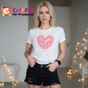 Tricou SIX SEVEN 67 Inima Roz, din bumbac 100%, tricou alb, Copii | Dama | Barbat - Img 3