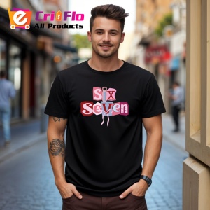 Tricou SIX SEVEN 67 Logo Artistic Roz, din bumbac 100%, tricou negru, Copii | Dama | Barbat