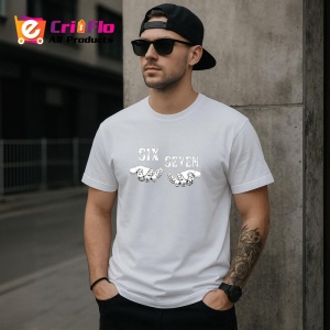 Tricou SIX SEVEN 67 Maini Clasice Minimal, din bumbac 100%, tricou alb, Copii | Dama | Barbat