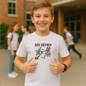 Tricou SIX SEVEN 67 Mana Schelet Dark, din bumbac 100%, tricou alb, Copii | Dama | Barbat