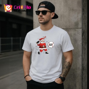 Tricou SIX SEVEN 67 Mos Craciun Baseball, din bumbac 100%, tricou alb, Copii | Dama | Barbat - Img 2