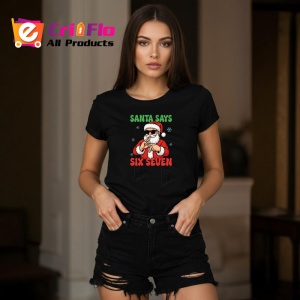 Tricou SIX SEVEN 67 Mos Craciun Cool, din bumbac 100%, tricou negru, Copii | Dama | Barbat - Img 3
