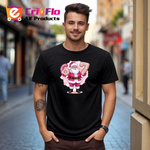 Tricou SIX SEVEN 67 Mos Craciun Roz 2, din bumbac 100%, tricou negru, Copii | Dama | Barbat - Img 2