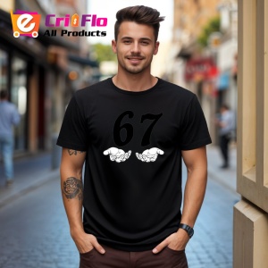 Tricou SIX SEVEN 67 Numar Simplu Clasic, din bumbac 100%, tricou negru, Copii | Dama | Barbat - Img 3