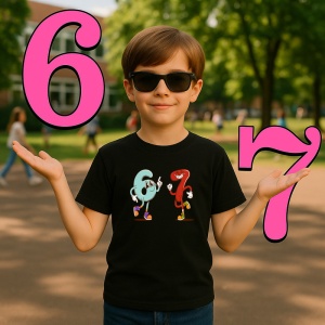 Tricou SIX SEVEN 67 Numbers Conversation, din bumbac 100%, tricou negru, Copii | Dama | Barbat