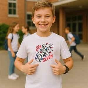 Tricou SIX SEVEN 67 Schelet Lumini Festive, din bumbac 100%, tricou alb, Copii | Dama | Barbat - Img 1