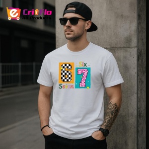 Tricou SIX SEVEN 67 Stil Patchwork, din bumbac 100%, tricou alb, Copii | Dama | Barbat - Img 3