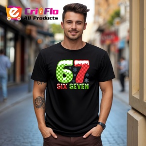 Tricou SIX SEVEN 67 Verde Rosu Clasic, din bumbac 100%, tricou negru, Copii | Dama | Barbat - Img 3