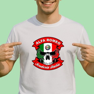 Tricou Skull Cu Text Alfa Romeo | Unisex Dama si Barbat