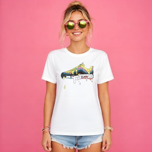 Tricou Sneaker Dripping Paint Galben Albastru Urban Melt Design, din bumbac 100% Copii | Dama | Barbat - Img 3