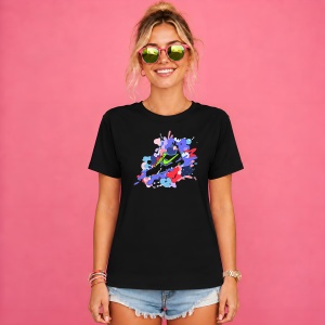Tricou Sneaker Lime Green Splash Abstract Urban Streetwear Design, din bumbac 100%, tricou negru, Copii | Dama | Barbat - Img 2