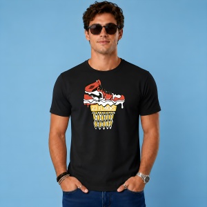 Tricou Sneaker Portocaliu Cos Baschet Numar 23, din bumbac 100%, tricou negru, Copii | Dama | Barbat - Img 3