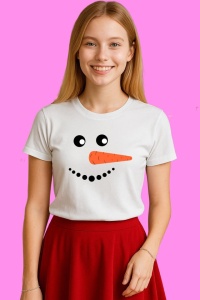 Tricou Snowman Fata V4, din bumbac 100%, tricou alb, Copii | Dama | Barbat