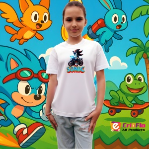 Tricou Sonic Shadow pe motocicleta - Viteza Intunecata Copii | Dama | Barbat - Img 4