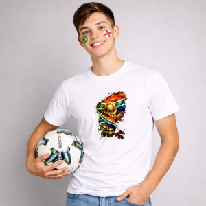 Tricou South Africa World Cup Fifa 2026, din bumbac 100%, tricou alb, Copii | Dama | Barbat