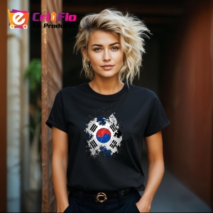 Tricou South Korea Steag Splash Art, Copii | Dama | Barbat, culoare negru - Img 12