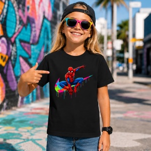 Tricou Spiderman Omul Paianjen Culori Vibrante Design Urban Drip, din bumbac 100%, tricou negru, Copii | Dama | Barbat - Img 7
