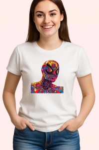 Tricou Spiderman pop art cu pumn in fata fundal alb Copii | Dama | Barbat