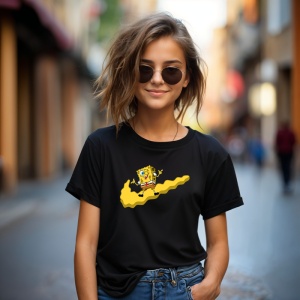 Tricou Sponge Bob Happy Ner Tricou Negru - Copii | Dama | Barbat - Img 4