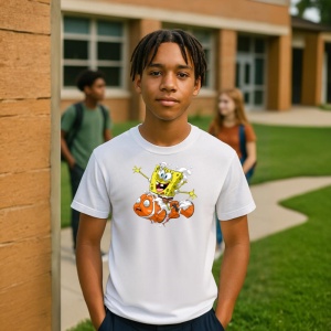 Tricou Sponge & Nemo Tricou Alb - Copii | Dama | Barbat - Img 4